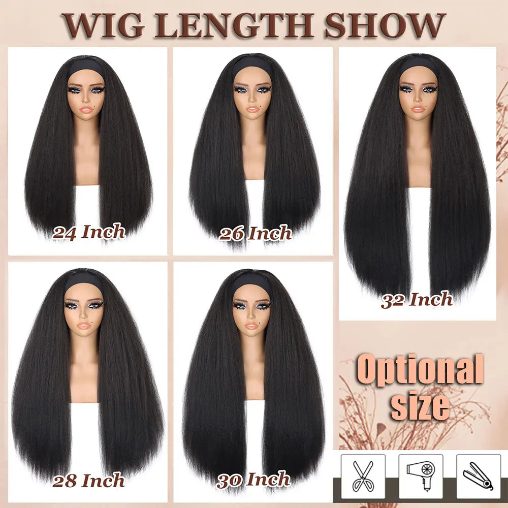 Kinky Straight Headband Synthetic Wig