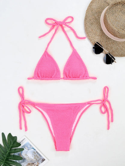 Fluorescent strap split swimsuit