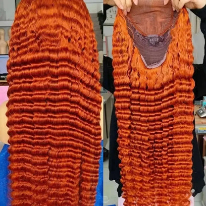 13x6 Ginger Orange Deep Wave Lace Front Wig