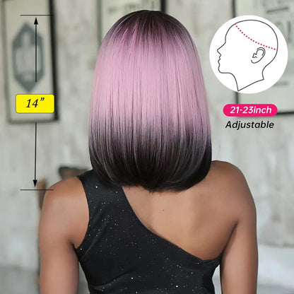 Ombre Pink Black Wigs