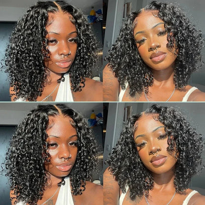250% Short Bob Wigs Curly Human Hair