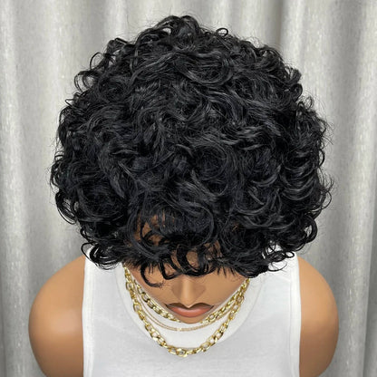 Kinky Curly Human Hair Wig Short Bob
