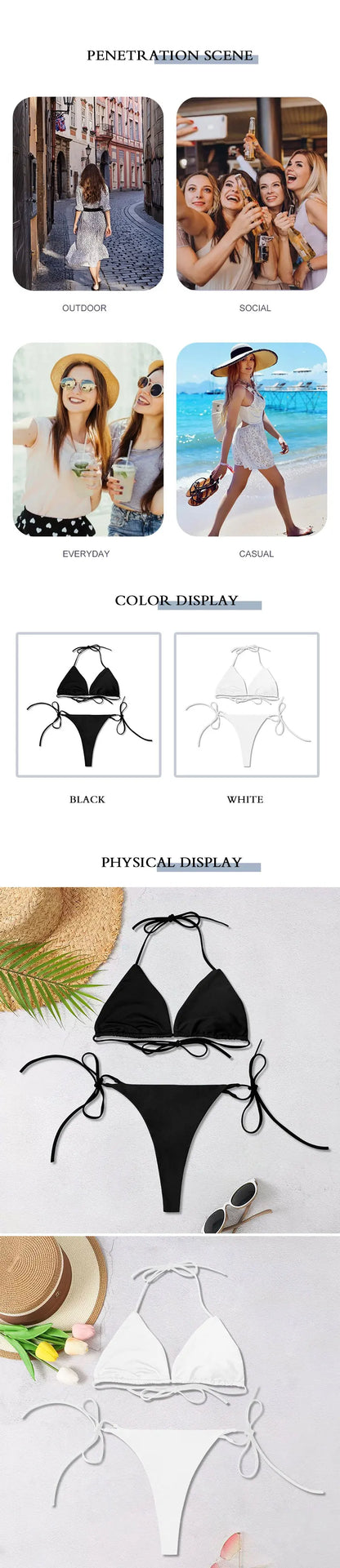 Backless Adjustable Lace-up Swimsuit