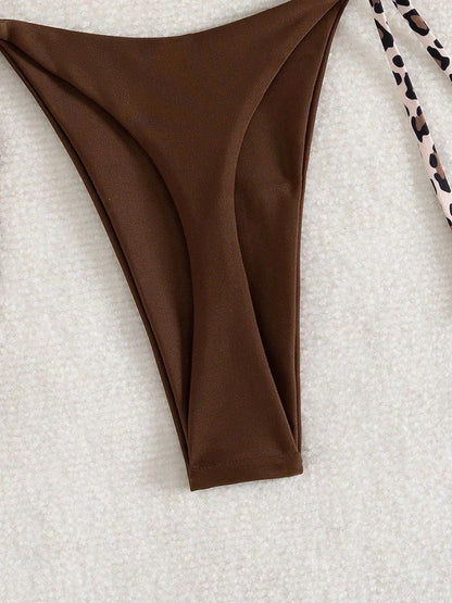 Triangle Thong Swimwear Leopard Tie