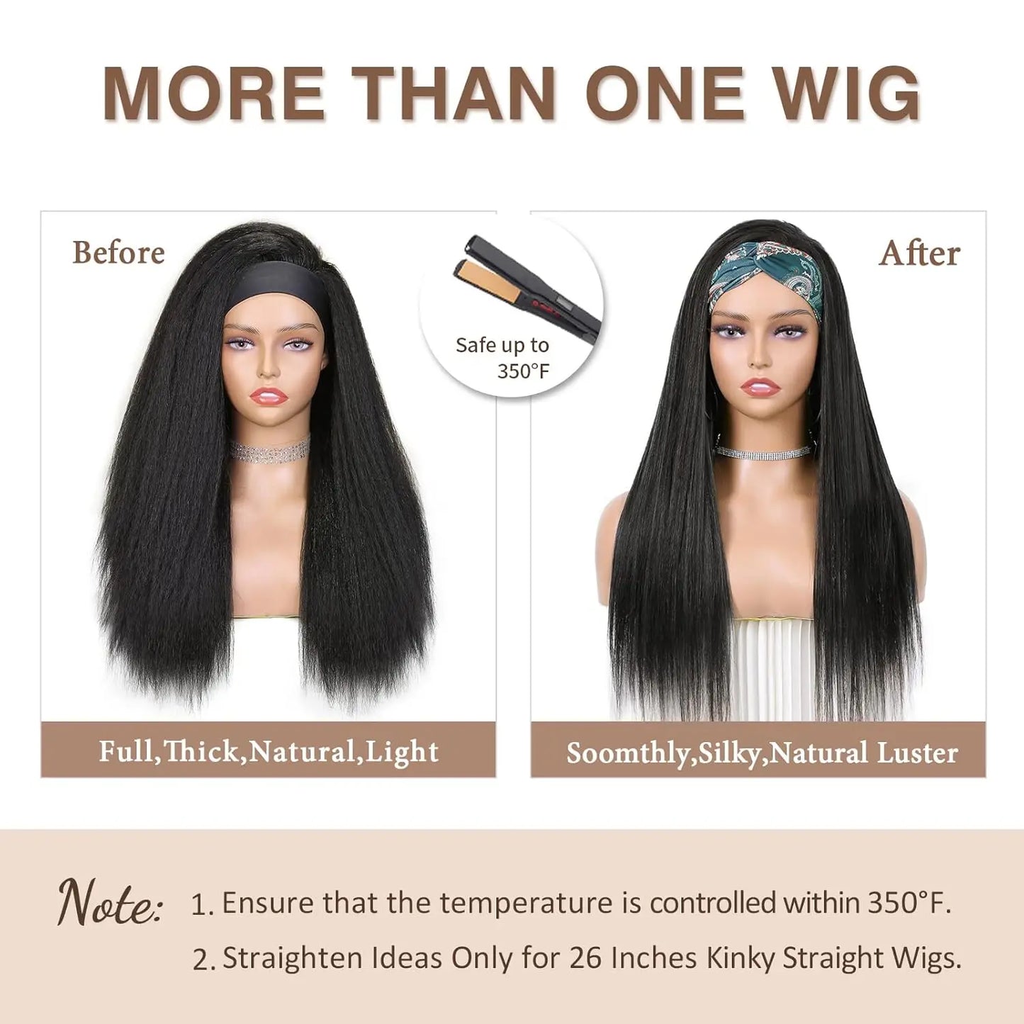 Kinky Straight Headband Synthetic Wig