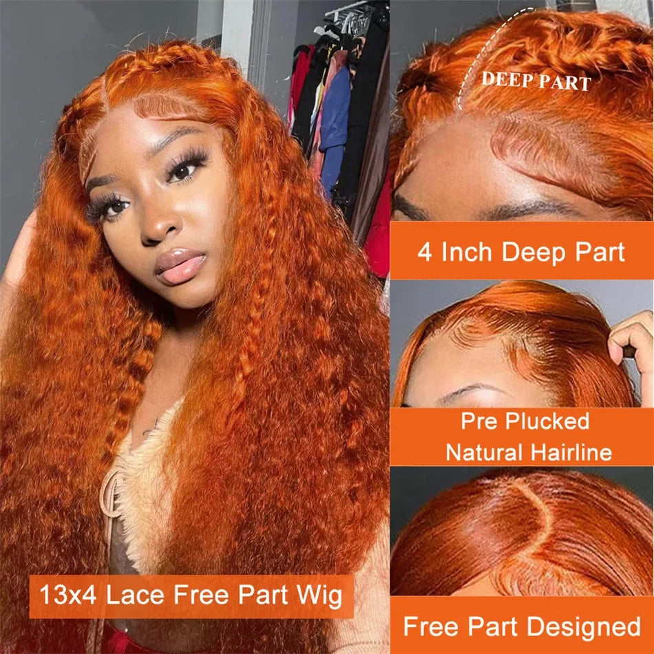 Curly Wigs 13X4 Oranger Ginger